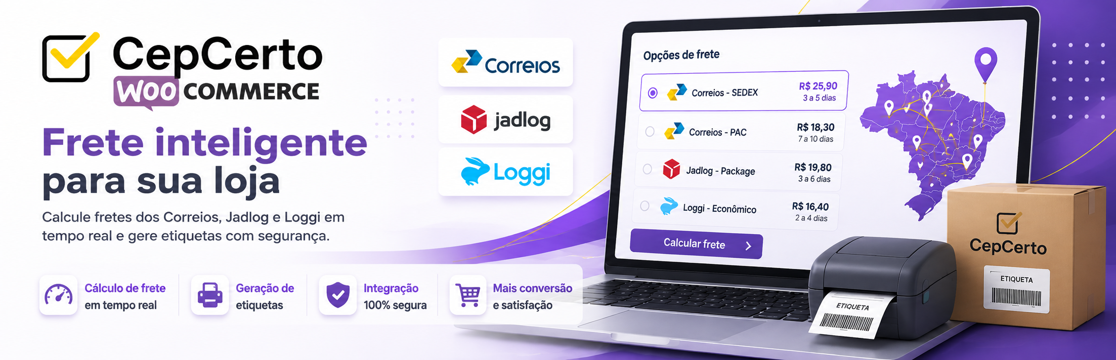 Plugin CepCerto para cálculo de frete no WooCommerce com Correios, Jadlog e Loggi